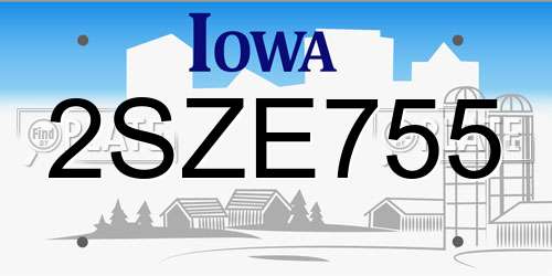 2SZE755 Iowa License Plate