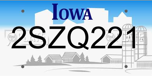 2SZQ221 Iowa License Plate
