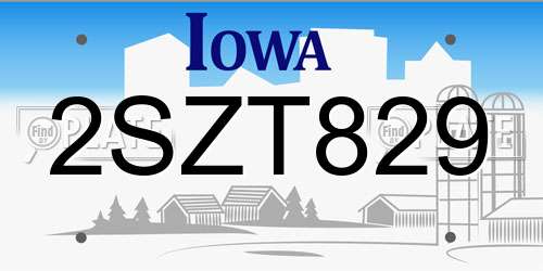 2SZT829 Iowa License Plate