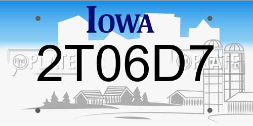 2T06D7 Iowa License Plate