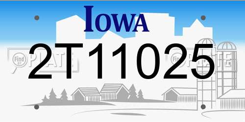 2T11025 Iowa License Plate