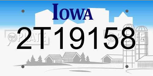 2T19158 Iowa License Plate