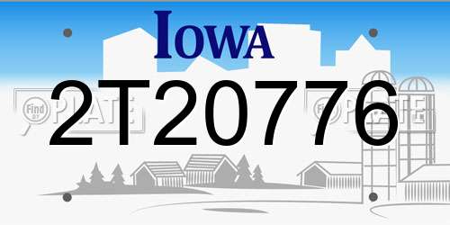 2T20776 Iowa License Plate