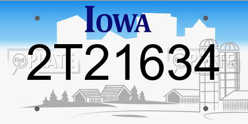 2T21634 Iowa License Plate