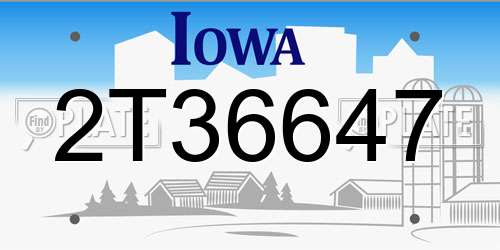 2T36647 Iowa License Plate
