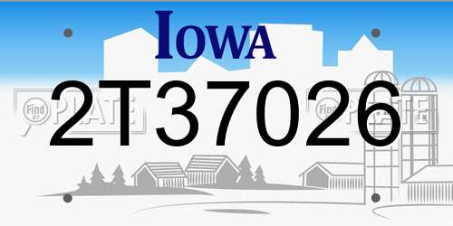 2T37026 Iowa License Plate