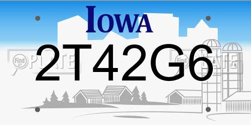 2T42G6 Iowa License Plate