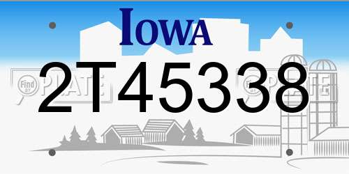 2T45338 Iowa License Plate
