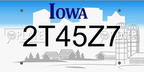 2T45Z7 Iowa License Plate