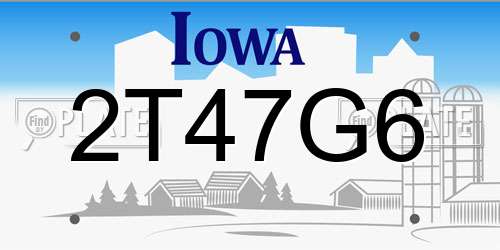 2T47G6 Iowa License Plate
