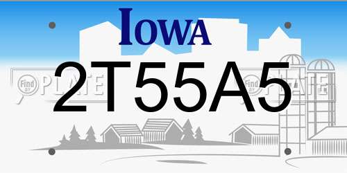 2T55A5 Iowa License Plate