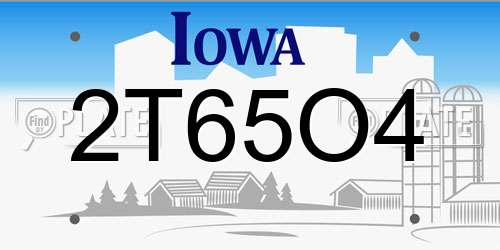 2T65O4 Iowa License Plate