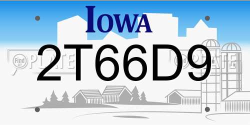 2T66D9 Iowa License Plate