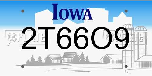 2T66O9 Iowa License Plate