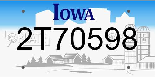 2T70598 Iowa License Plate