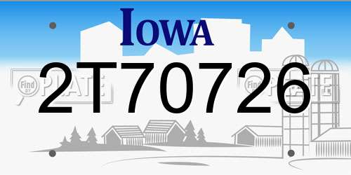2T70726 Iowa License Plate