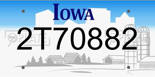 2T70882 Iowa License Plate