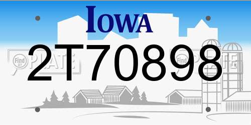 2T70898 Iowa License Plate