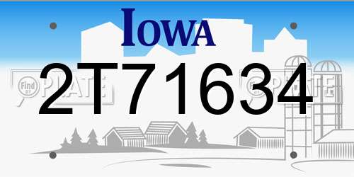 2T71634 Iowa License Plate