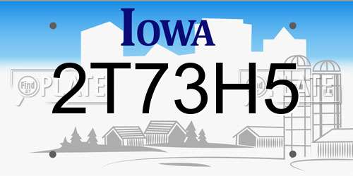 2T73H5 Iowa License Plate