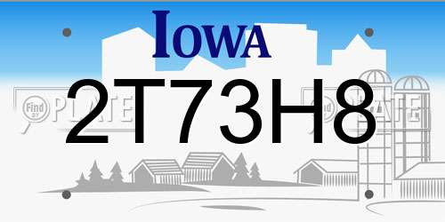 2T73H8 Iowa License Plate