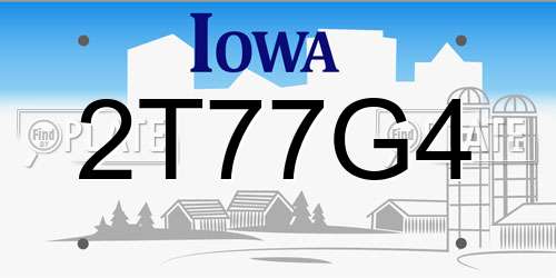 2T77G4 Iowa License Plate