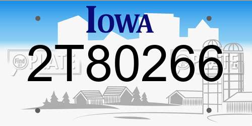 2T80266 Iowa License Plate