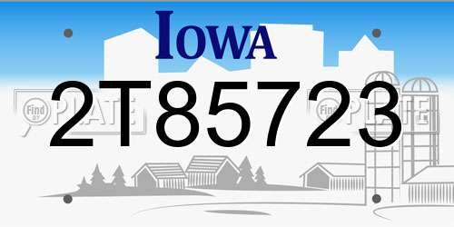 2T85723 Iowa License Plate