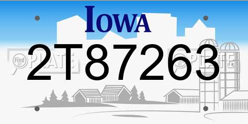 2T87263 Iowa License Plate