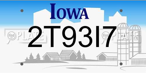 2T93I7 Iowa License Plate