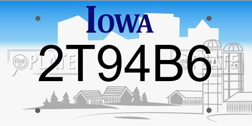 2T94B6 Iowa License Plate