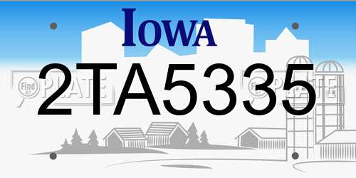 2TA5335 Iowa License Plate