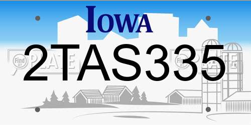 2TAS335 Iowa License Plate