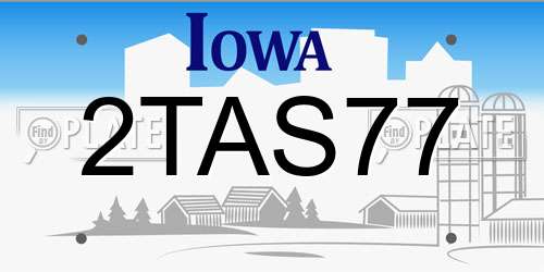 2TAS77 Iowa License Plate