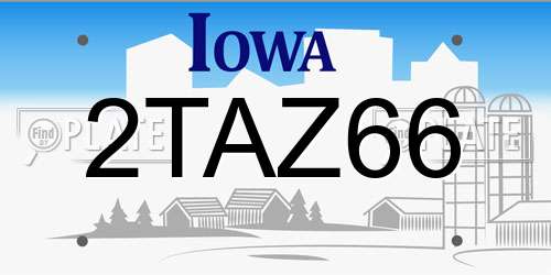2TAZ66 Iowa License Plate