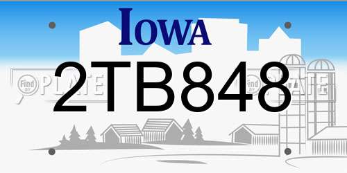 2TB848 Iowa License Plate