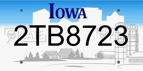2TB8723 Iowa License Plate