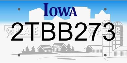 2TBB273 Iowa License Plate