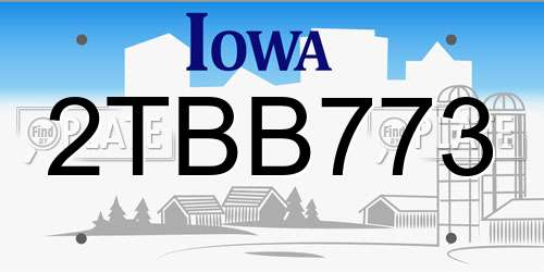 2TBB773 Iowa License Plate