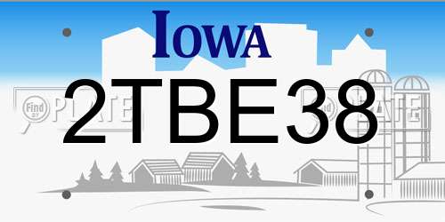 2TBE38 Iowa License Plate