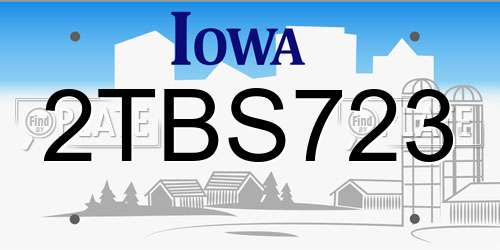 2TBS723 Iowa License Plate