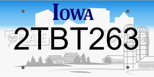 2TBT263 Iowa License Plate