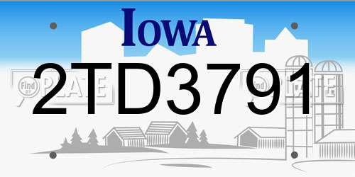 2TD3791 Iowa License Plate