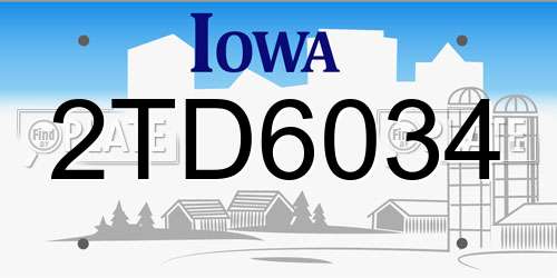 2TD6034 Iowa License Plate