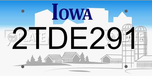 2TDE291 Iowa License Plate