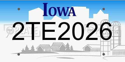 2TE2026 Iowa License Plate