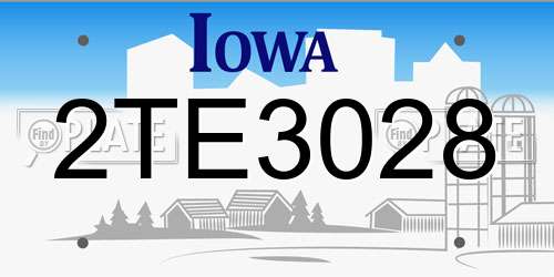 2TE3028 Iowa License Plate