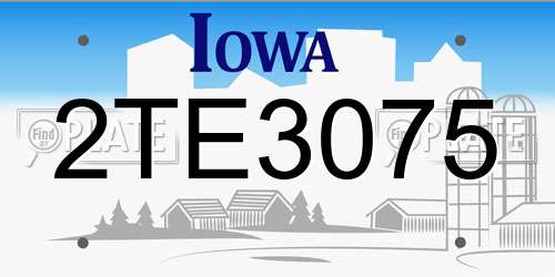 2TE3075 Iowa License Plate