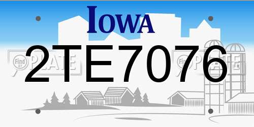 2TE7076 Iowa License Plate