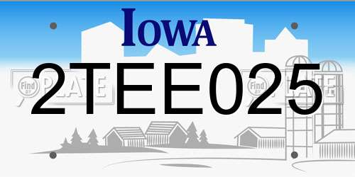 2TEE025 Iowa License Plate
